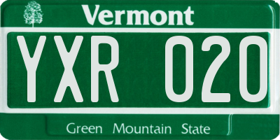 VT license plate YXR020