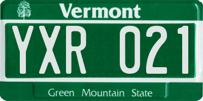 VT license plate YXR021