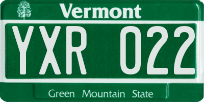 VT license plate YXR022