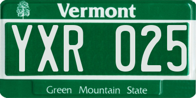 VT license plate YXR025
