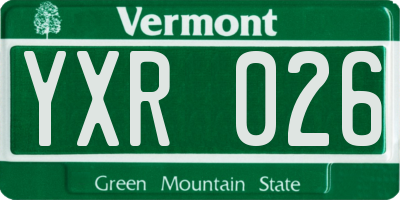 VT license plate YXR026