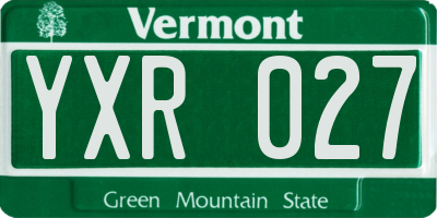 VT license plate YXR027