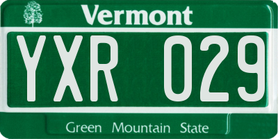 VT license plate YXR029