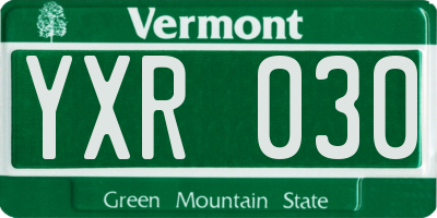 VT license plate YXR030