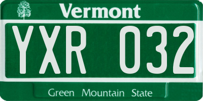 VT license plate YXR032