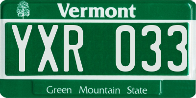 VT license plate YXR033