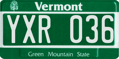 VT license plate YXR036