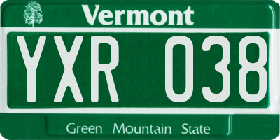 VT license plate YXR038