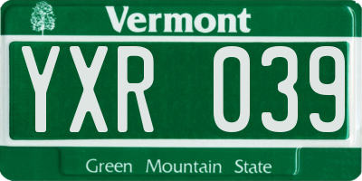 VT license plate YXR039