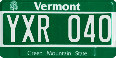 VT license plate YXR040
