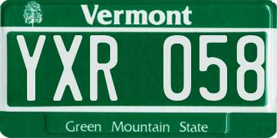 VT license plate YXR058