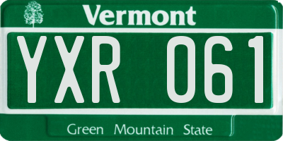 VT license plate YXR061
