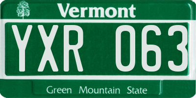 VT license plate YXR063
