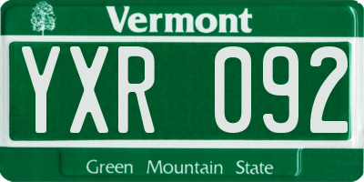 VT license plate YXR092