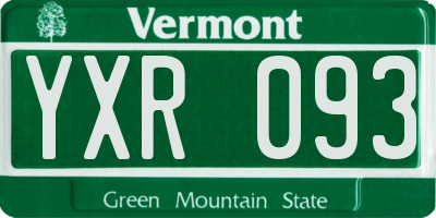 VT license plate YXR093
