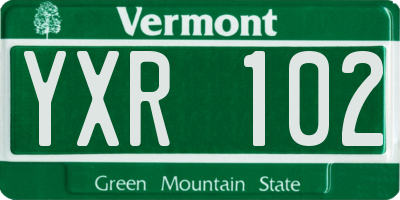 VT license plate YXR102