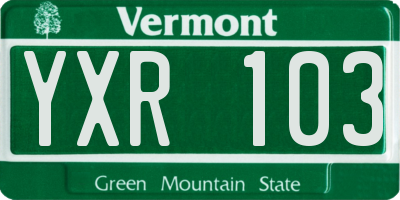 VT license plate YXR103