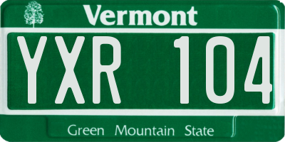 VT license plate YXR104