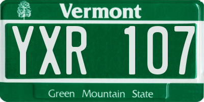 VT license plate YXR107
