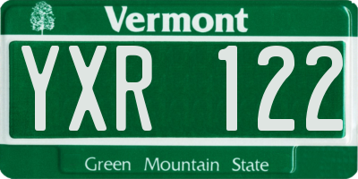 VT license plate YXR122