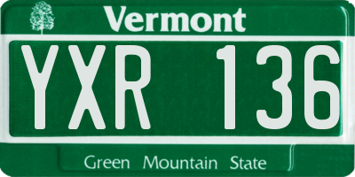 VT license plate YXR136