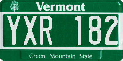 VT license plate YXR182