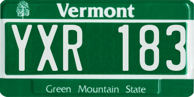 VT license plate YXR183