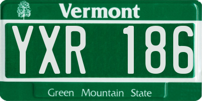 VT license plate YXR186