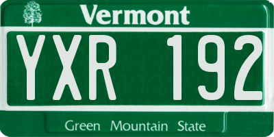 VT license plate YXR192