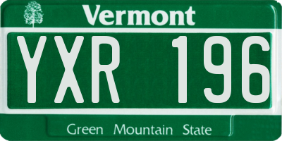 VT license plate YXR196