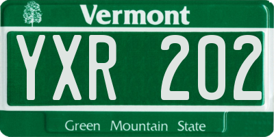 VT license plate YXR202