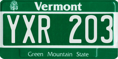 VT license plate YXR203