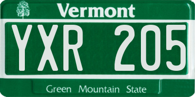 VT license plate YXR205
