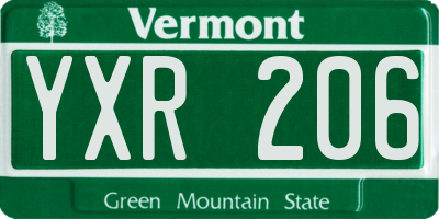 VT license plate YXR206