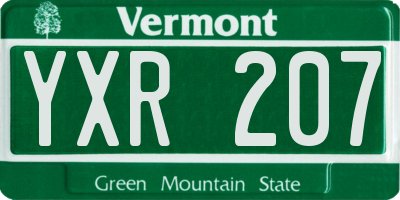 VT license plate YXR207