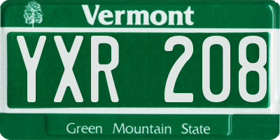 VT license plate YXR208