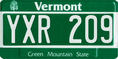 VT license plate YXR209