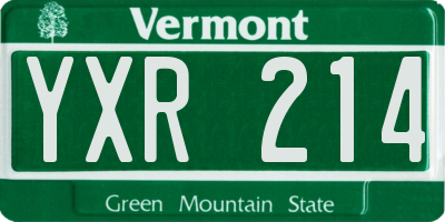 VT license plate YXR214
