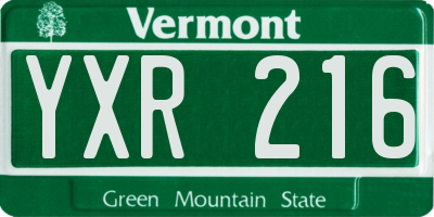 VT license plate YXR216