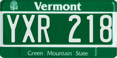 VT license plate YXR218