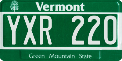 VT license plate YXR220