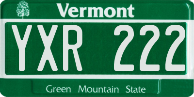 VT license plate YXR222
