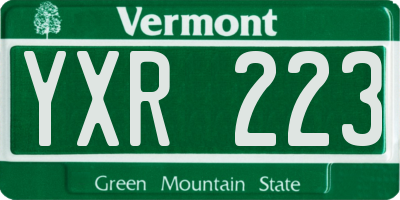 VT license plate YXR223