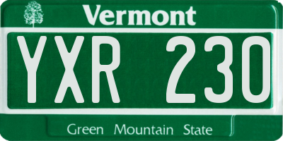 VT license plate YXR230