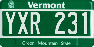 VT license plate YXR231
