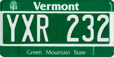 VT license plate YXR232