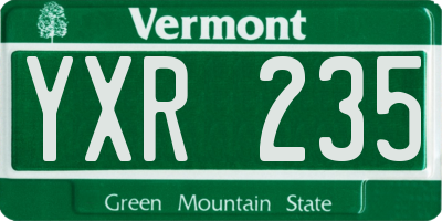 VT license plate YXR235