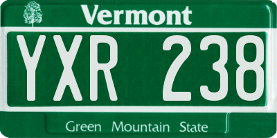 VT license plate YXR238
