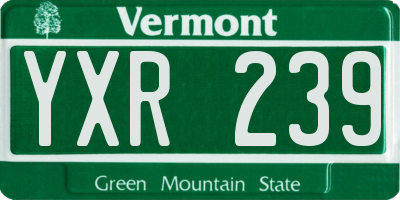 VT license plate YXR239