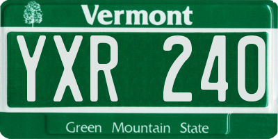 VT license plate YXR240